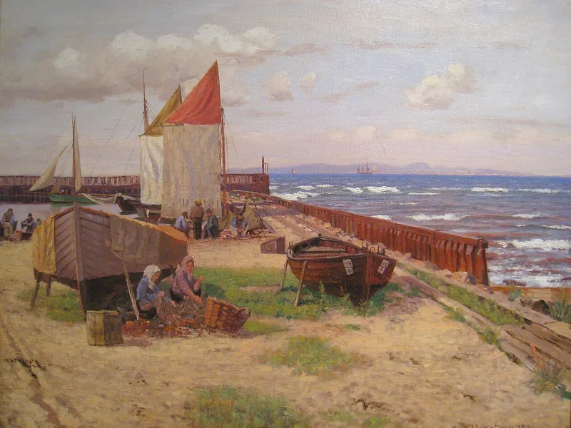 1855-Nils Severin Lynge Hansteen - Scena di spiaggia dalla Danimarca - Norsk Maritimt Museum, Oslo